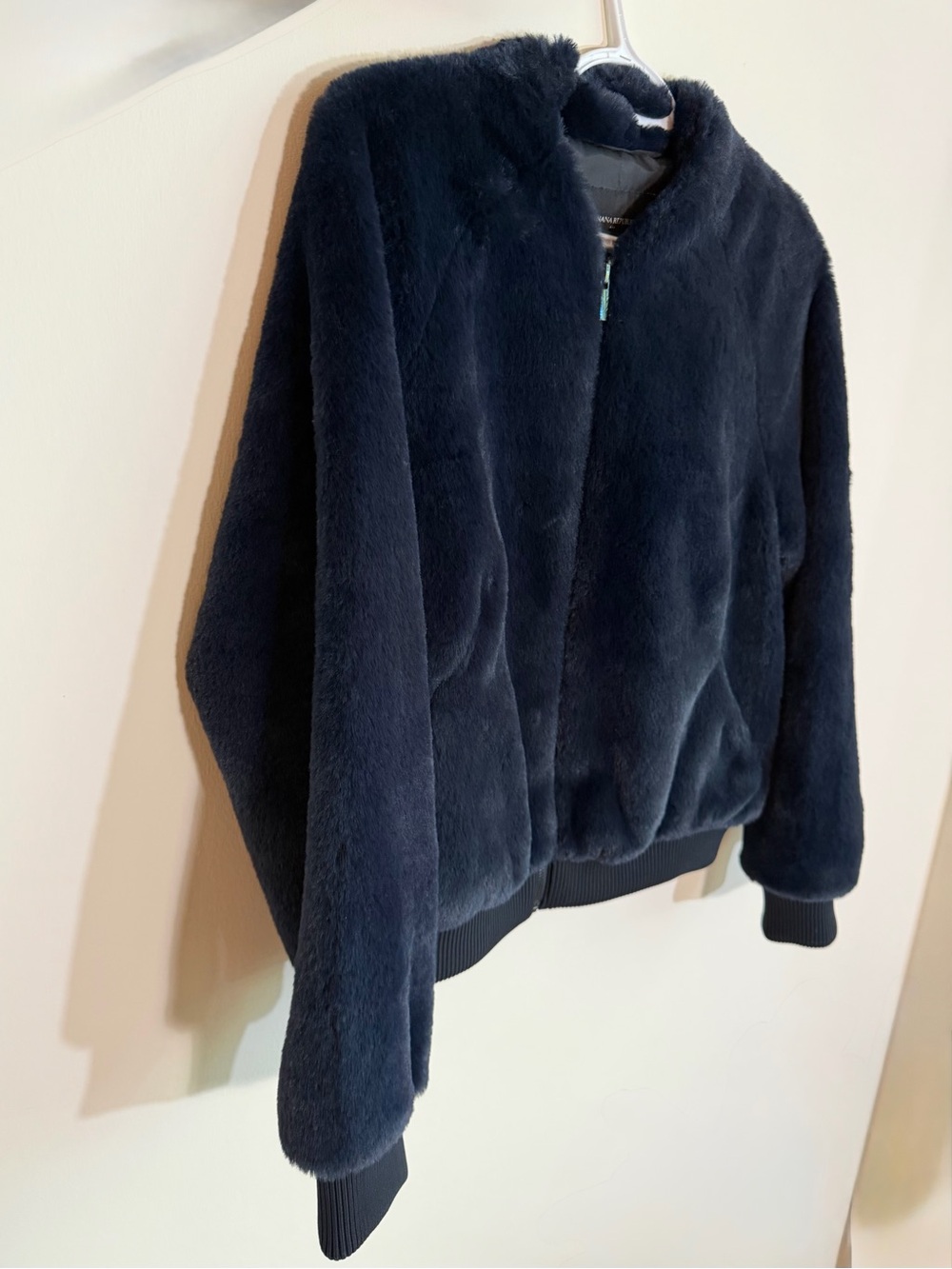 Banana Republic Navy Faux Fur Teddy Bomber Jacket